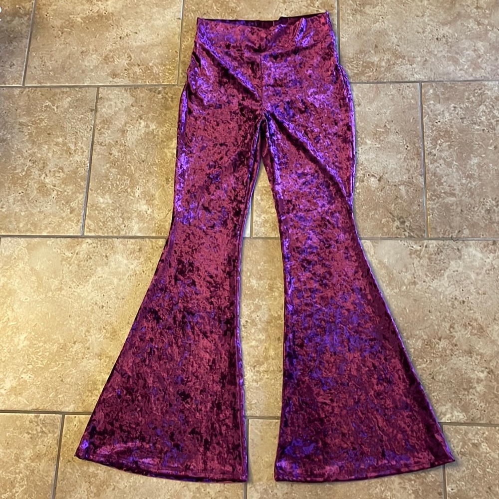 Velvet bell bottom leggings